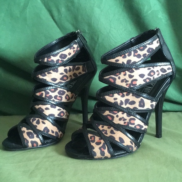 Mix No. 6 Shoes - Mix No. 6 Black with Leopard Print High Heel